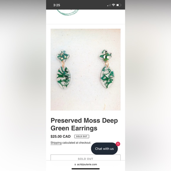 Preserved Moss Deep Green Earrings - Picture 3 of 3